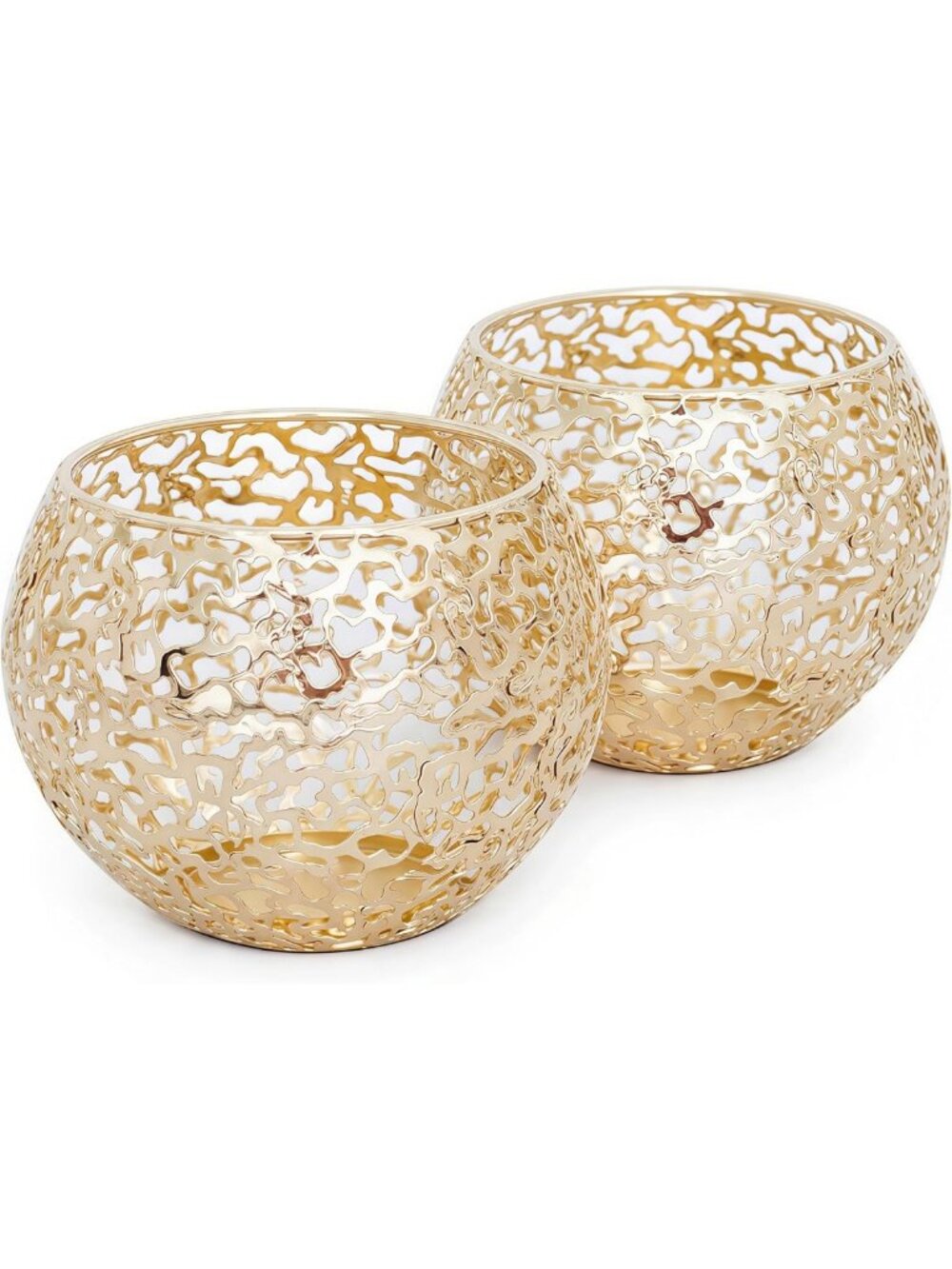 Elegant Gold Metal Tealight Candle Holders Set of 2 | Stylish Votive Decor